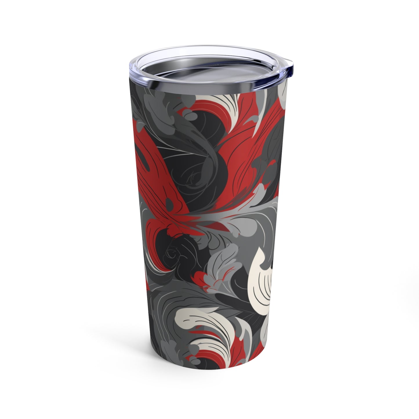 20oz Skinny Tumbler Red,Gray And Black Colors Splashed Tumbler Wrap Design.