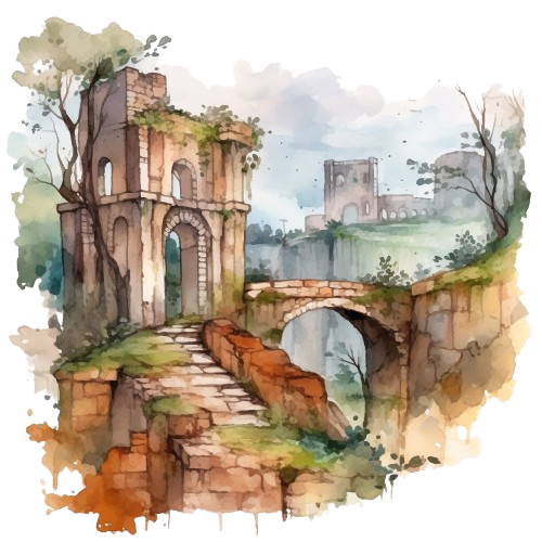 Ancient Ruins, Digital Download, Watercolor Clipart, Nature Clipart
