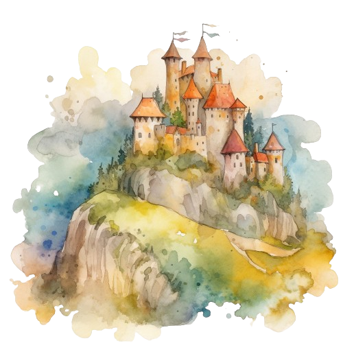 Big Medieval Castle Clipart, Printable Watercolor Clipart, Fantasy Imagen, Digital Art, Watercolor Painting
